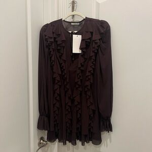 BRAND NEW!! Zara Elegant Ruffled Long Sleeve Dress